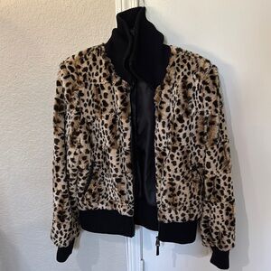 Leopard Print Faux Fur Jacket